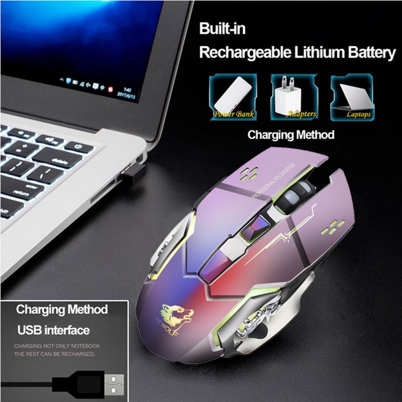 Rechargeable Wireless Silent LED Backlit Gaming Mouse USB Optical Mouse for PC 