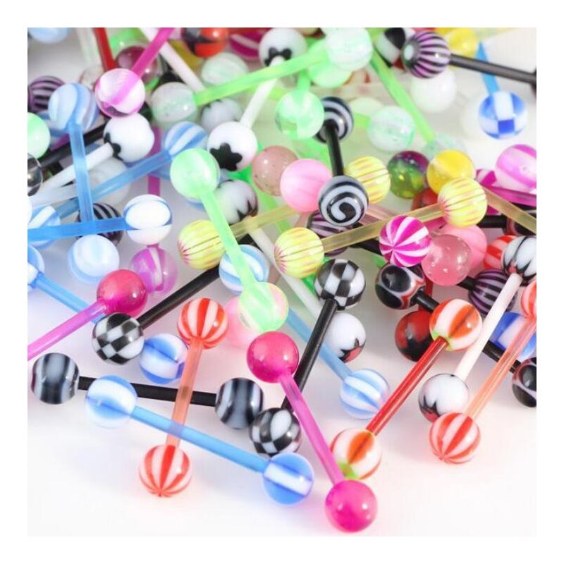 10PCS/Set Colorful Ball Straight Rod Tongue Nail Wear Decoration