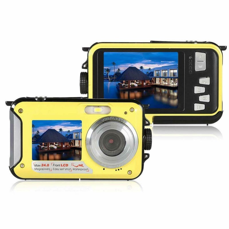 Underwater Camera Digital Camera 24 MP 1080P Camera with Selfie Mode yellow