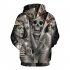 Unisex 3D Crown Skull Pattern Hoodies Couples Fashion Hooded Tops Baseball Sweatshirts as shown XXL