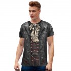 Unisex 3D Digital Printed Round Neck Cotton Short Sleeve T shirt as shown M