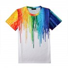 Unisex 3D Digital Printing Colorful Pigment Printing T shirt  white L