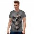 Unisex 3D Digital Skull Printed Round Neck Short Sleeve T shirt as shown XL
