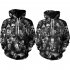 Unisex 3D Digital Stylish Skull Print Hooded Baseball Sweatshirts Fashion Pullover Tops Figure 1 L