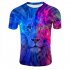 Unisex 3D Lion Digital Printed Short Sleeve T shirt  white 2XL