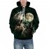 Unisex 3D Vivid Wolf Howl Printed Fashion Hooded Tops Baseball Sweatshirts as shown S