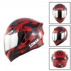 Unisex Advanced Double Lens Flip up Motorcycle Helmet Off road Safety Helmet red with silver lens XL
