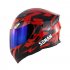 Unisex Advanced Double Lens Flip up Motorcycle Helmet Off road Safety Helmet red with gold lens M