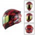 Unisex Advanced Double Lens Flip up Motorcycle Helmet Off road Safety Helmet red with gold lens M