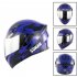 Unisex Advanced Double Lens Flip up Motorcycle Helmet Off road Safety Helmet blue with silver lens L