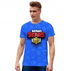 Unisex BRAWL STARS 3D Digital Letters Pattern Fashion Round Collar T shirt A L