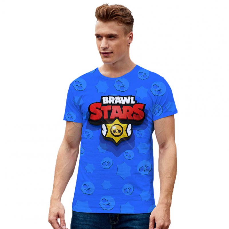 Unisex BRAWL STARS 3D Digital Letters Pattern Fashion Round Collar T-shirt A_L