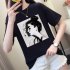 Unisex Cartoon Letters Printing Loose Short Sleeve T shirt for Summer