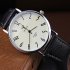 Unisex Casual Business Style Leather Strap Waterproof Classic Watch Large white dial black belt