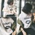 Unisex Casual Cartoon Letters Printing Round Collar T shirt for Summer