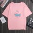 Unisex Casual Cartoon Letters Printing Round Collar T shirt for Summer