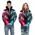 Unisex Casual Couple Wolf Pattern 3D Printing Large Size Fashion Hoody starry sky red and green wolf pattern S