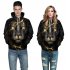 Unisex Casual Long Sleeve Hoodie 3D Lion Printed Hooded Sweatshirt Pullover Tops Black lion XXL