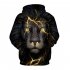 Unisex Casual Long Sleeve Hoodie 3D Lion Printed Hooded Sweatshirt Pullover Tops Black lion XXL