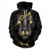 Unisex Casual Long Sleeve Hoodie 3D Lion Printed Hooded Sweatshirt Pullover Tops Black lion L