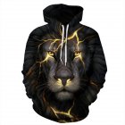 Unisex Casual Long Sleeve Hoodie 3D Lion Printed Hooded Sweatshirt Pullover Tops Black lion L