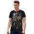 Unisex Casual Round Collar 3D Skull Digital Printed Soft Cotton T shirt as shown M