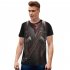Unisex Casual Round Collar Delicate 3D Digital Printed Soft Cotton T shirt as shown M