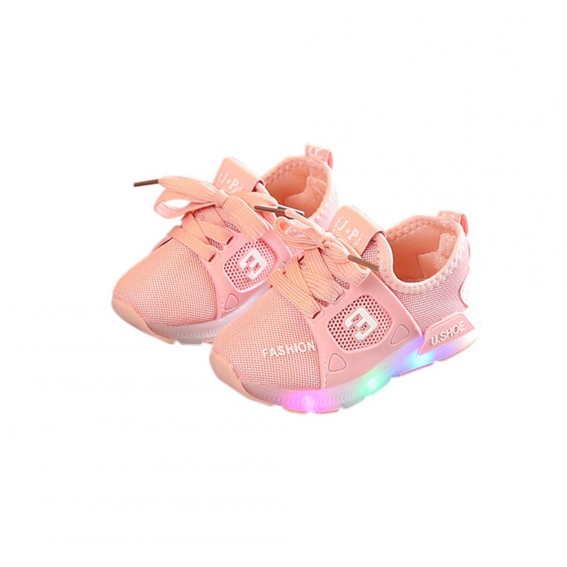 Unisex Children LED Light Shoes Sports Casual Anti-skid Baby Breathable Shoes  Pink_21 inner length 13cm