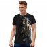 Unisex Cool 3D Skull Digital Printed Round Neck Cotton T shirt as shown M