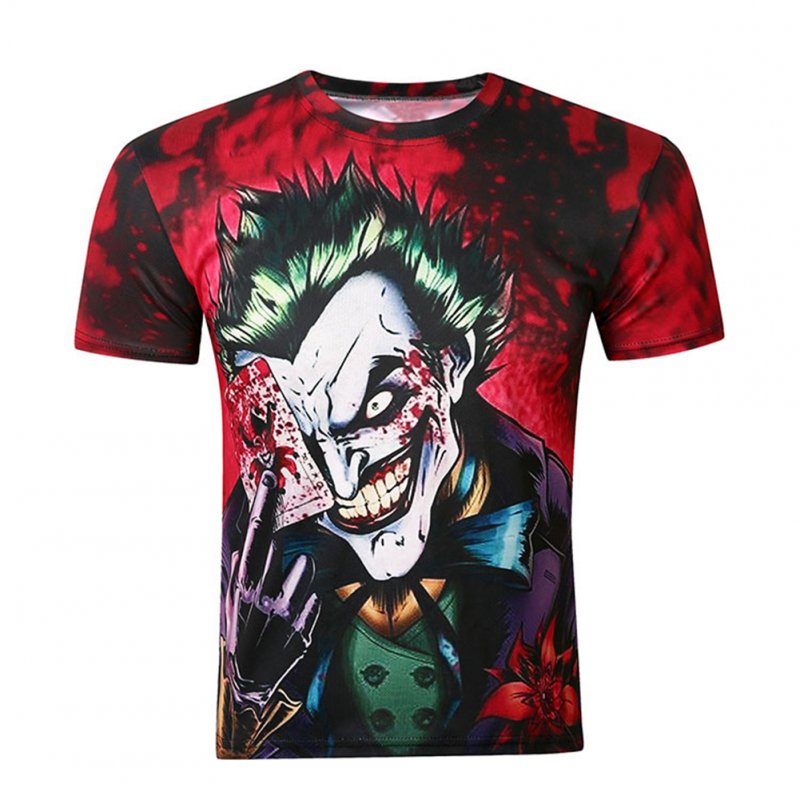 Unisex Cool Dark Knight Poker Clown 3D-printed Short-sleeved T-shirt Photo Color_XXL