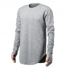 Unisex Cuff Thumb Open Design Fashion Long Sleeve T Shirt light grey L