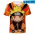 Unisex Cute Japanese Anime NARUTO Digital Printed Round Neck Short sleeved T shirts Q 0455 YH01 Orange P S