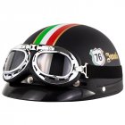 Unisex Cute Motorcycle Helmet Bike Riding Protective Strong Safety Half face Helmet with Goggles Matte black 76 One size