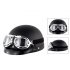 Unisex Cute Motorcycle Helmet Bike Riding Protective Strong Safety Half face Helmet with Goggles Matte black One size