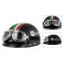 Unisex Cute Motorcycle Helmet Bike Riding Protective Strong Safety Half face Helmet with Goggles Matte black 76 One size