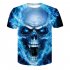 Unisex Delicate 3D Skull Printing Round Collar Fashion T shirt Blue skull  M