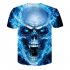 Unisex Delicate 3D Skull Printing Round Collar Fashion T shirt Blue skull  XXL
