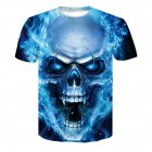 Unisex Delicate 3D Skull Printing Round Collar Fashion T shirt Blue skull  S