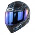 Unisex Double Lens Flip up Motorcycle Helmet High Strength Safety Helmet Matte black blue with blue lens M