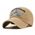 Unisex Embroidered Lettering Shark Pattern Baseball Cap Fashion Denim Sun Shade Hat Khaki adjustable