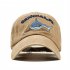 Unisex Embroidered Lettering Shark Pattern Baseball Cap Fashion Denim Sun Shade Hat Khaki adjustable