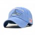 Unisex Embroidered Lettering Shark Pattern Baseball Cap Fashion Denim Sun Shade Hat Navy adjustable