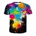 Unisex Fashion 3D Digital Printing Graffiti Short Sleeve Shirt Graffiti L