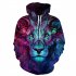 Unisex Fashion 3D Star Lion Digital Printing Hooded Sweatshirt Stylish Long Sleeve Coat Star lion M
