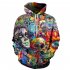 Unisex Fashion Color Painting Skull 3D Digital Printing Lovers Hoodies as shown XL