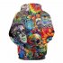 Unisex Fashion Color Painting Skull 3D Digital Printing Lovers Hoodies as shown XL