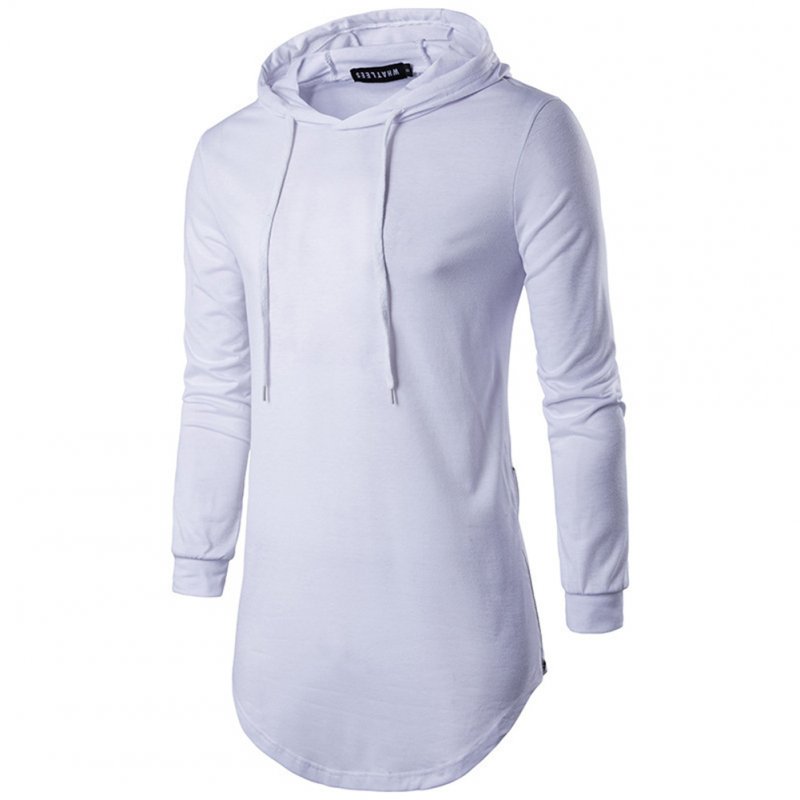 Unisex Fashion Hoodies Pure Color Long-sleeved T-shirt white_M