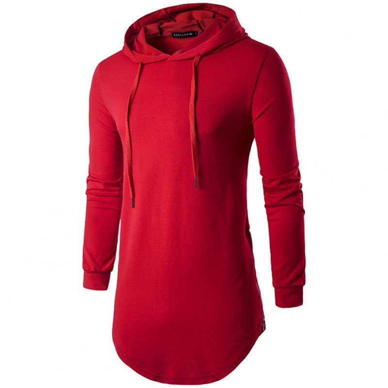 Unisex Fashion Hoodies Pure Color Long-sleeved T-shirt red_M