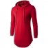 Unisex Fashion Hoodies Pure Color Long sleeved T shirt red XL