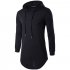 Unisex Fashion Hoodies Pure Color Long sleeved T shirt black XL